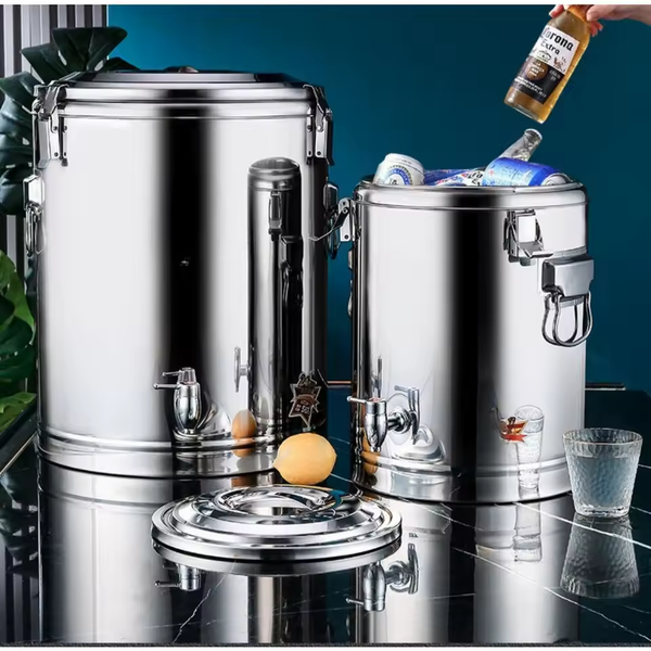 Stainless Steel Insulated Barrel Beverage Dispenser with Spigot Keep Hot Cold