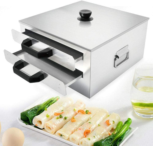 Cantonese Rice Noodle Rolls Machine,Double-layer Steamer Vermicelli Roll Steamer