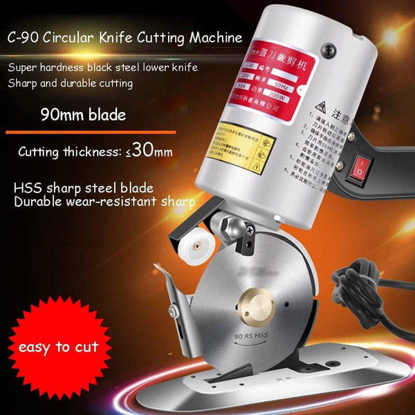 Electric Cloth Cutter Fabric Cutting Machine Round Blade Octagonal Knife 90mm