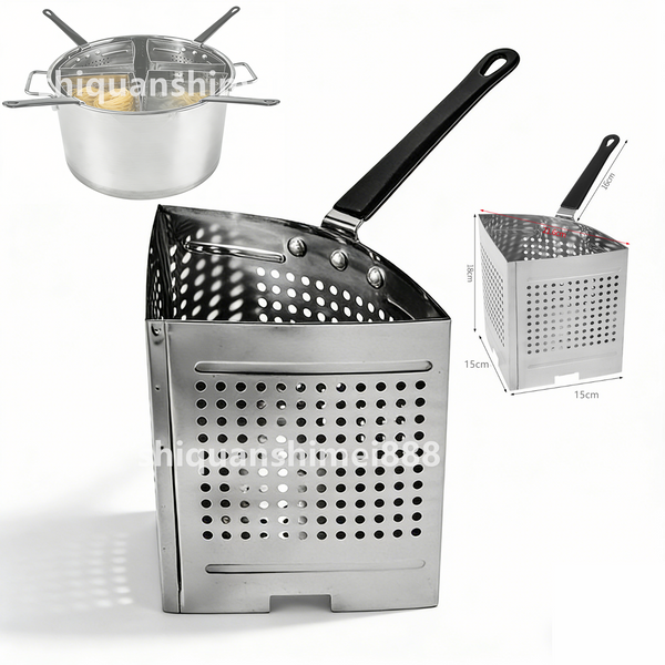 Stainless Steel Noodle Strainer Fry Basket Hot Pot Colander 15cmx15cmx18cm