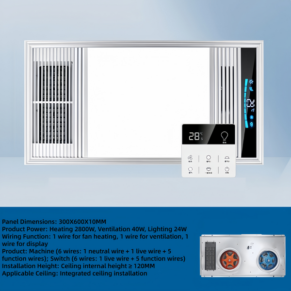 4-In-1 Bathroom Ceiling Heater with Cooling Fan Exhaust LED Light Romate Control