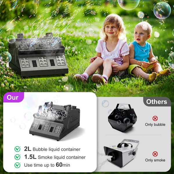3 IN 1 Smoke Fog Bubble Machine LED Stage DJ Light Fogger DMX512 Remote Control