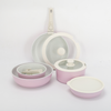 11Pcs Pink pots and Pans Set Removable Handle Nonstick Cookware Set Space Saving