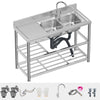 Stainless Steel Kitchen Bench Work Table Commercial Sinks Splashback 120cmX80cm