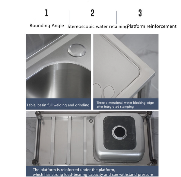 Free Standing Utility Sink w/Faucet Restaurant Kitchen Single Bowl Sink w/Faucet