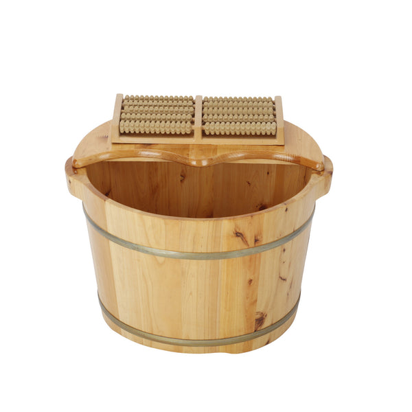 Wooden Foot Bucket Foot Basin with Lid Foot Massagers Soaking Basin Pedicure Tub