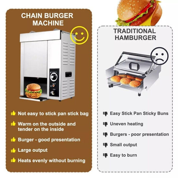 Automatic Hamburger Toasting Machine Commercial Burger Heater Bread Make Toaster