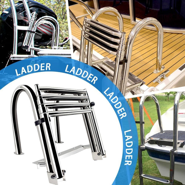 4 Steps Boat Ladder Telescoping Telescopic Yacht/Pontoon Ladder Boarding Ladder