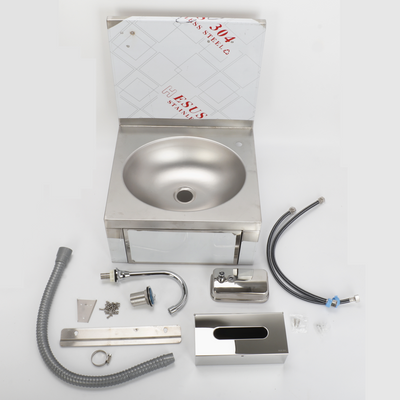 Wall-mounted Washbasin Knee Operated Sink With Faucet Soap & Towel Dispenser AU