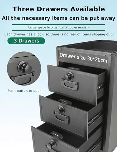 Tattoo Travel Case 5 In 1 Rolling Makeup Workstation with Armrest Stand 3 Drawer