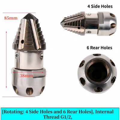 High Pressure Jetter Drain Nozzle 30/40 L/min Sewer Jetter Rotating Nozzle