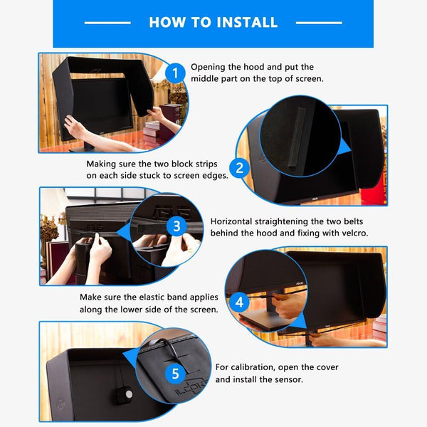Desktop Computer Monitor Hood, 17-27In Adjustable, Foldable Anti-Glare Sunshade