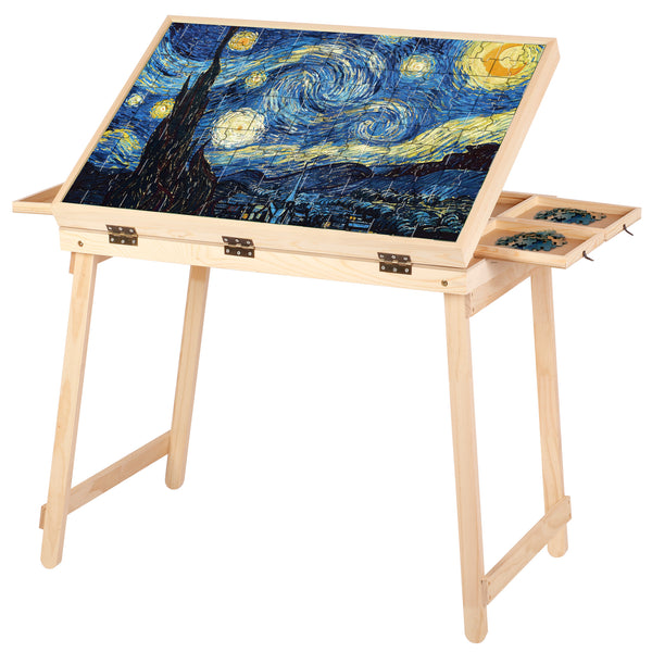 1500pcs Jigsaw Puzzle Table Adjustable Height&Up Puzzle Board w 4 Draws & Cover