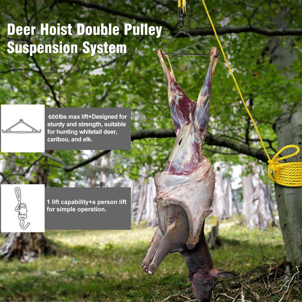 Deer Hanger Elk Hoist Pulley Lift System with Gambrel Hunting Game Hanging Kit