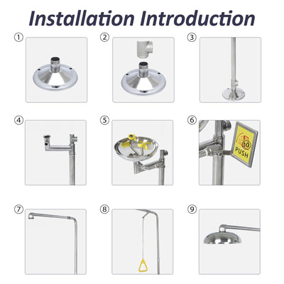 2 In 1 Emergency Eye Wash Shower Station Combination Washer Station First Aid