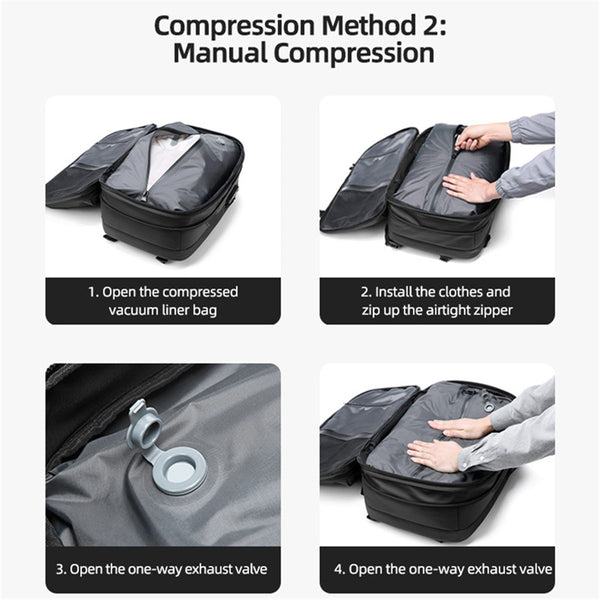 Vacuum Seal Travel Backpack 60L Exapandable Air Compression Built-in Pump