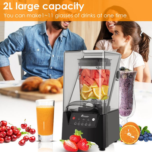 2L Commercial Blender Mixer W/ Cover Quiet Juicer Smoothie Mixer Food Processor