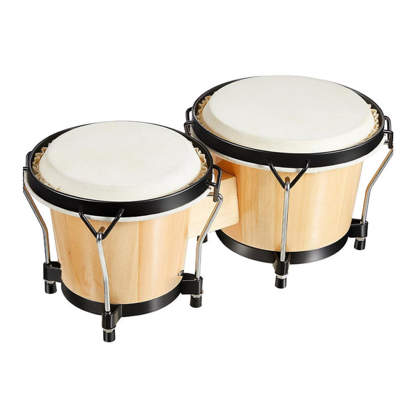 Bongo Drums 6”7” Wood Percussion Bongos for Kids Adults Beginners Natural Finish