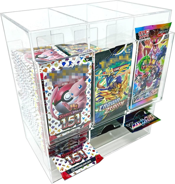3 Slot Booster Pack Dispenser Card Storage Acrylic Booster Box for Trading Card