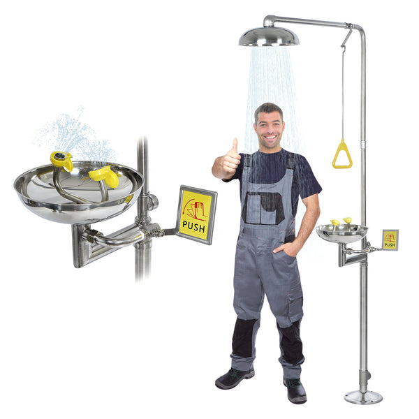 2 In 1 Emergency Eye Wash Shower Station Combination Washer Station First Aid