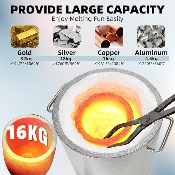 Metal Melting Furnace 16 Kg Propane Melting Casting Tools Gold Silver Aluminum