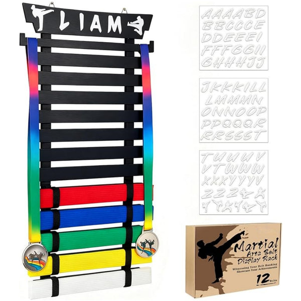 12 Karate Belt Display Rack Medal Hangers Wood Taekwondo Belt Display Holder AU