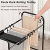 Pants Organizer Rack Trolley with 24 Double Hangers Rolling Trouser Metal Rack