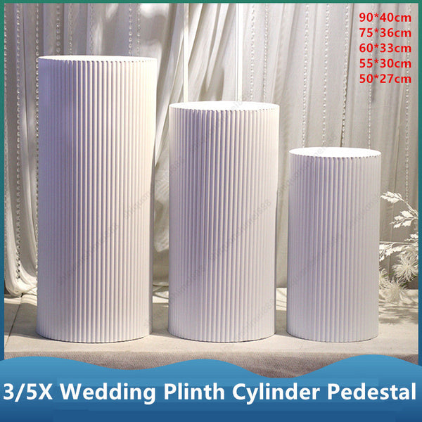 3/5x Round Wedding Plinth Cylinder Pedestal Display Stand White Ripple Stand AU