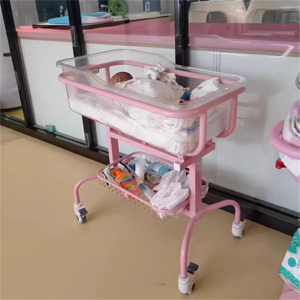 Clear Baby Bassinet Anti-Reflux Hospital Cot Newborn Crib w/ Wheels & Storage