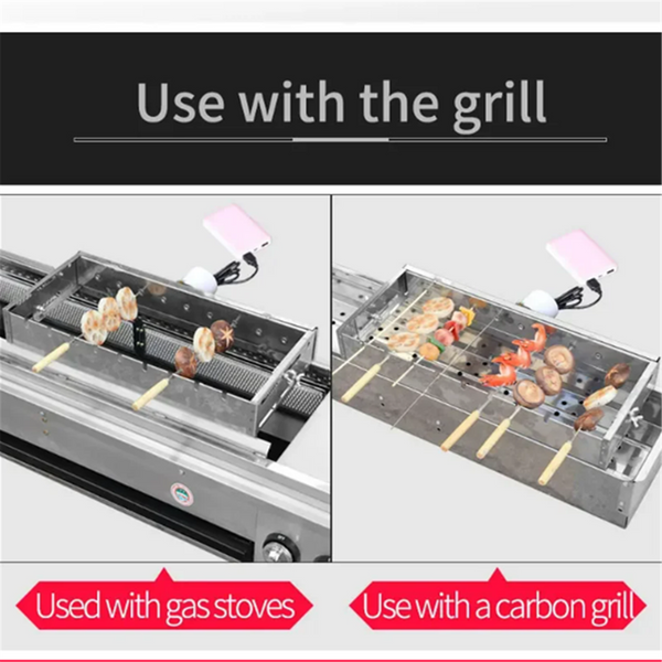 Auto Rotating Rotisserie Grill Rack Set Stainless Steel Kabob Grill 15 Skewers
