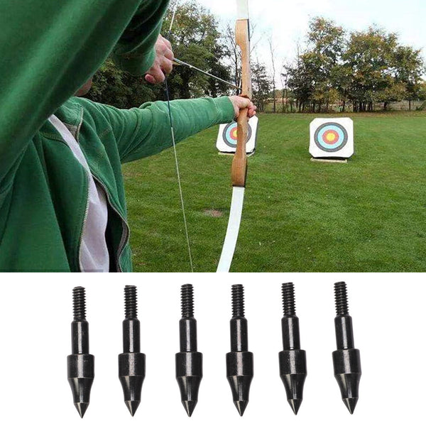 12pcs Carbon Steel Screw Thread Arrow Point Archery Arrowhead Target Field Tips