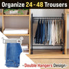 Pants Organizer Rack Trolley with 24 Double Hangers Rolling Trouser Metal Rack
