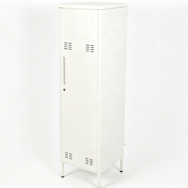 3-Tier Floor Stand Metal Storage Cabinet with Adjustable Shelf & Lock 138cm High