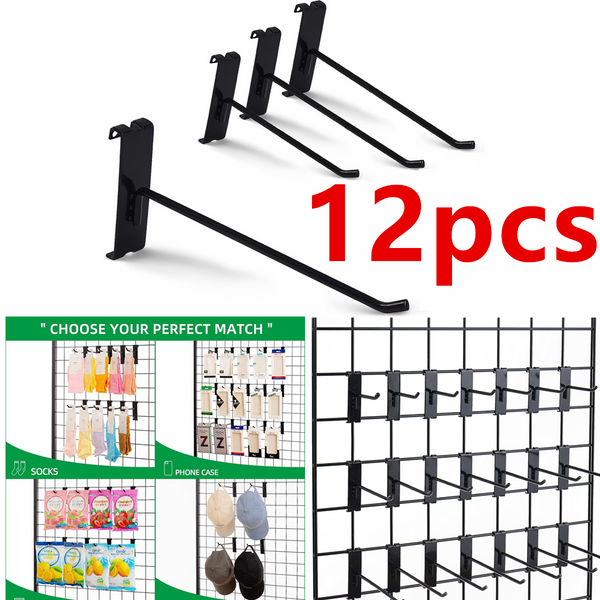 12pcs 4 Inch Gridwall Hooks Display Hanging Hook for Grid Wall Panel Storage