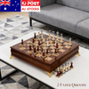 Deluxe Birch 40cm Chess Set Table Wooden Timber with Wooden & Metal Pieces