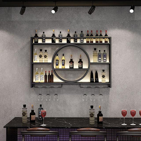 3-Tier Metal Wine Rack with LED Light Wine Bottle Shelf For Home Bar Display AU