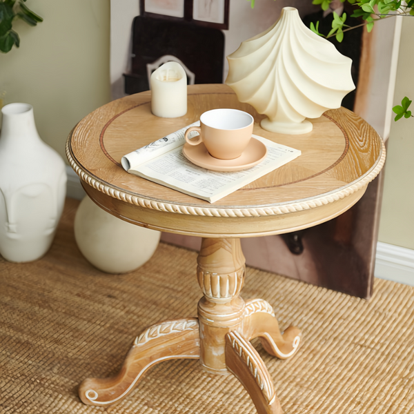 Wooden Round End Table  Round Wooden Coffee Table For Living Room Vintage Accent
