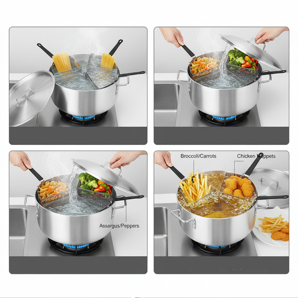 Pasta Cooker Noodle Cooking Machine w/ Stainless Steel Inserts Filter Baskets