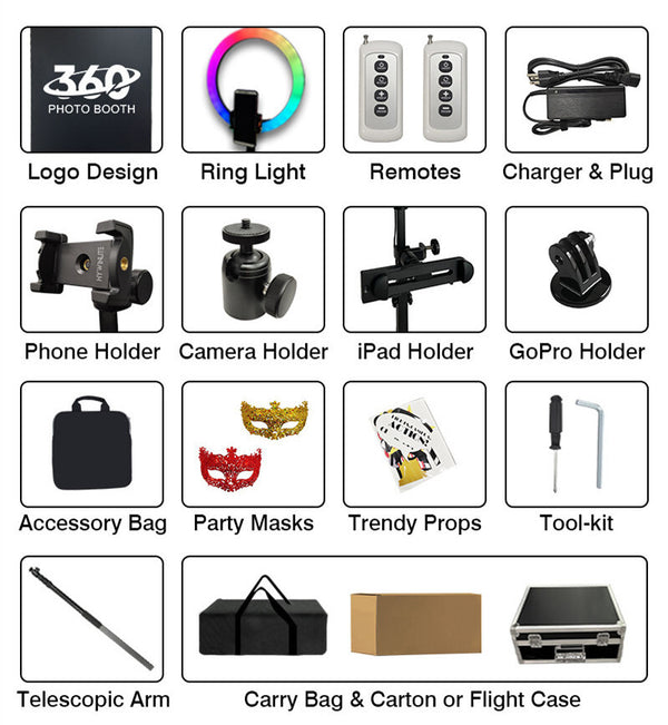 Overhead 360 Photo Booth for Big Parties w/ Rotating Ring Light for Wedding AU