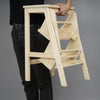 3-Step Folding Wooden Step Stool Portable Kids Adults Stool Ladder Home Stool
