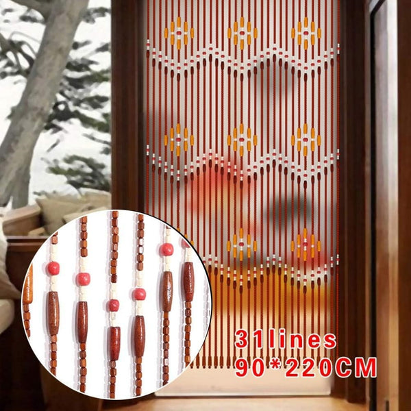 Beaded Curtain Door String Curtains 31Lines Bamboo Wooden Beaded Doorway Curtain