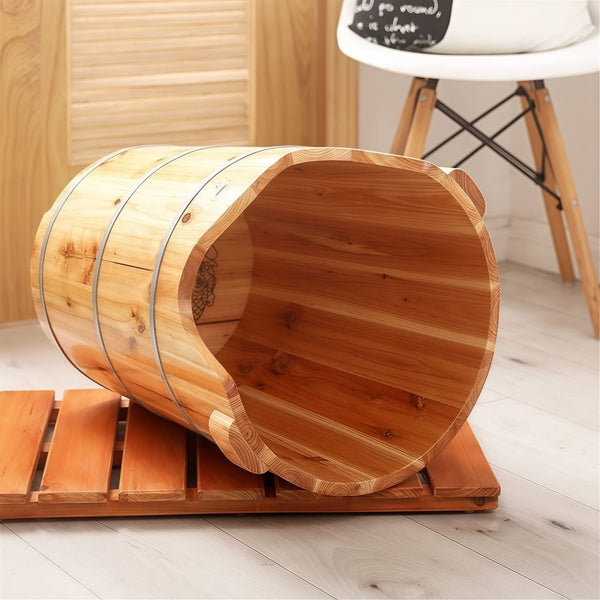Foot Bucket With Steam Machine Wooden Basin for Soaking Tub W/Massager and Lid
