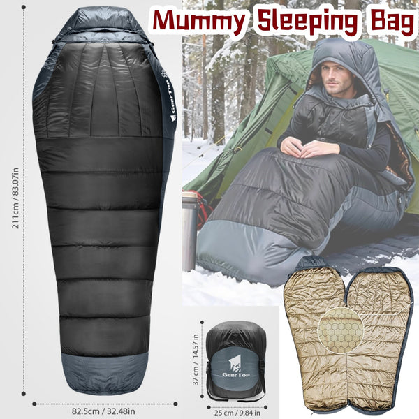 Outdoor Mummy Sleeping Bag Camping Hiking Thermal Warm w/ Compression Stuff