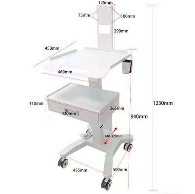Rolling Dental Lab Trolley Cart With Drawer Intraoral Scanner Clinic Laptop Rack