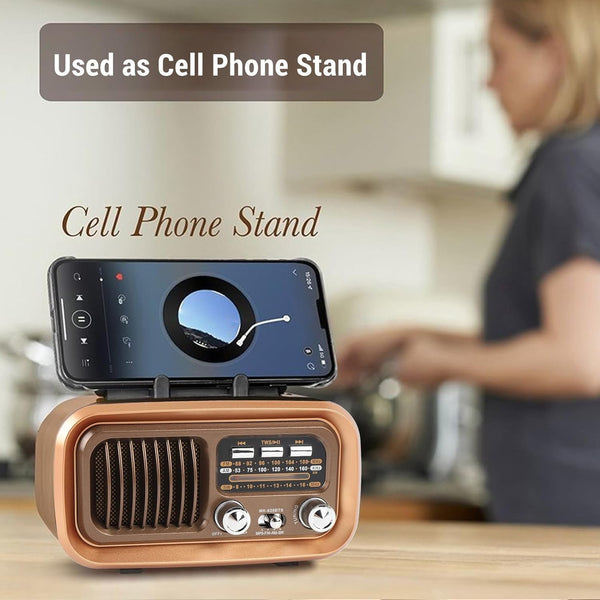 Retro Vintage Radio with Bluetooth Speaker Portable AM FM SW Radio Solar Powered