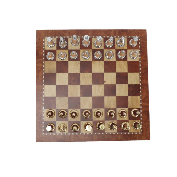 Deluxe Birch 40cm Chess Set Table Wooden Timber with Wooden & Metal Pieces