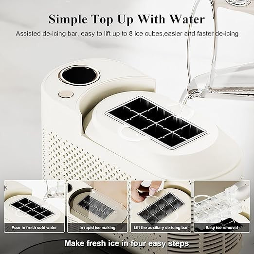 2-Power Mini Ice Maker 8 Cube Quick Ice Making Tool For RV Trip 21.6*9.3*12.8cm