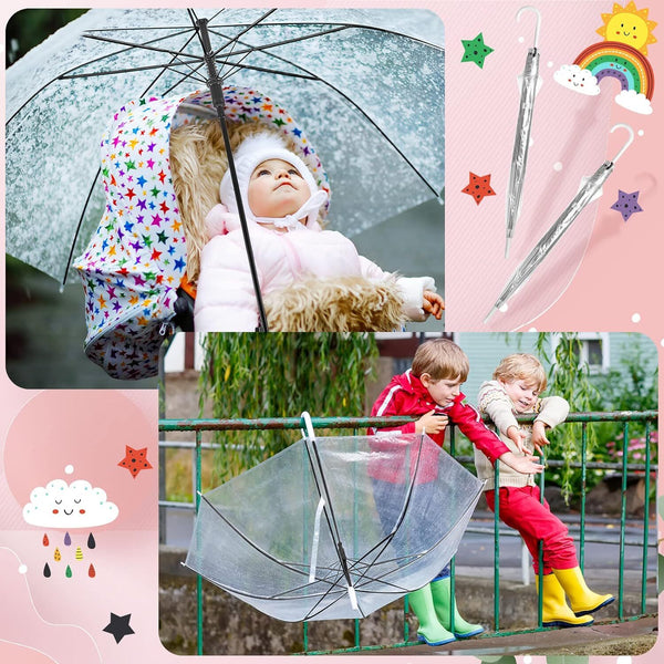 10PCS Transparent Umbrella Clear Dome Waterproof Semi-Automatic Umbrellas Party