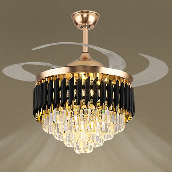 Crystal Chandelier with Fan Remote Control Dimmable 6-Speed 42" Ceiling Fan Lamp