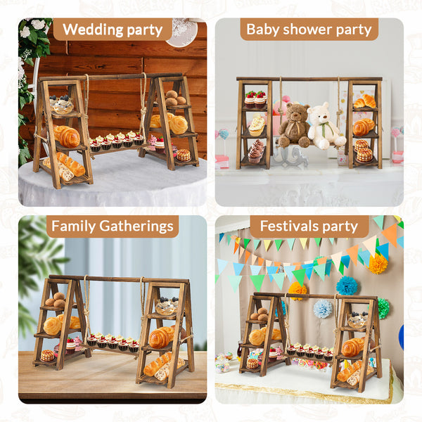 3 Tier Cupcake Stand Wooden Foldable Cake Stand with Removable Trays for Party